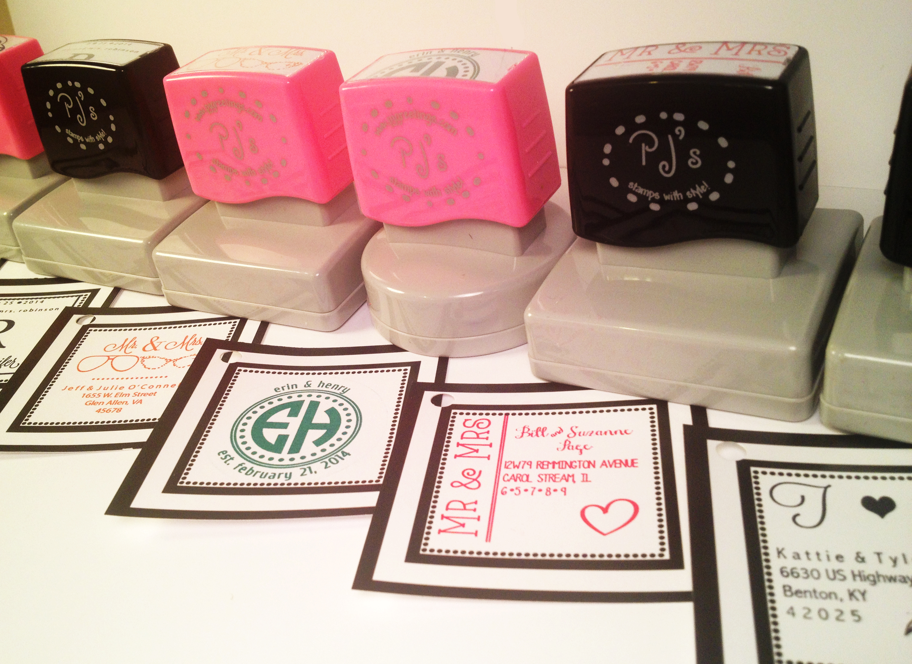 Custom bridal wedding ink stamps